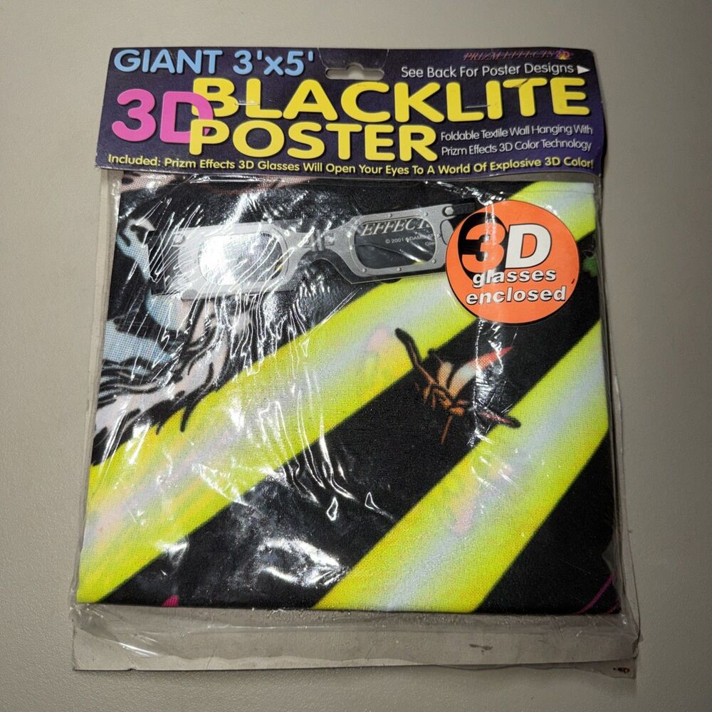 Vintage Blacklite Unicorn Wonderland Black Light Tapestry 3D Glasses